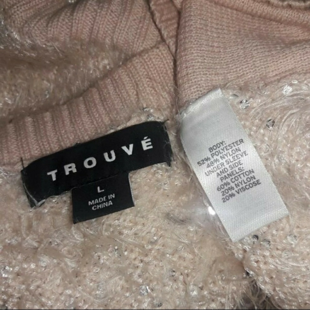 Trouve Pink Soft Fuzzy Warm Sequined Sweater - image 8